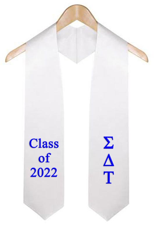 Sigma Delta Tau White Greek Graduation Stole