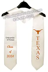 Texas Longhorns Graduation Stole appliqué and embroidered school, name, and other add-on Class of 2024